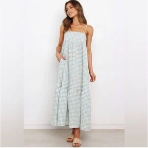 Petal & Pup Gingham Maxi Dress in Light green